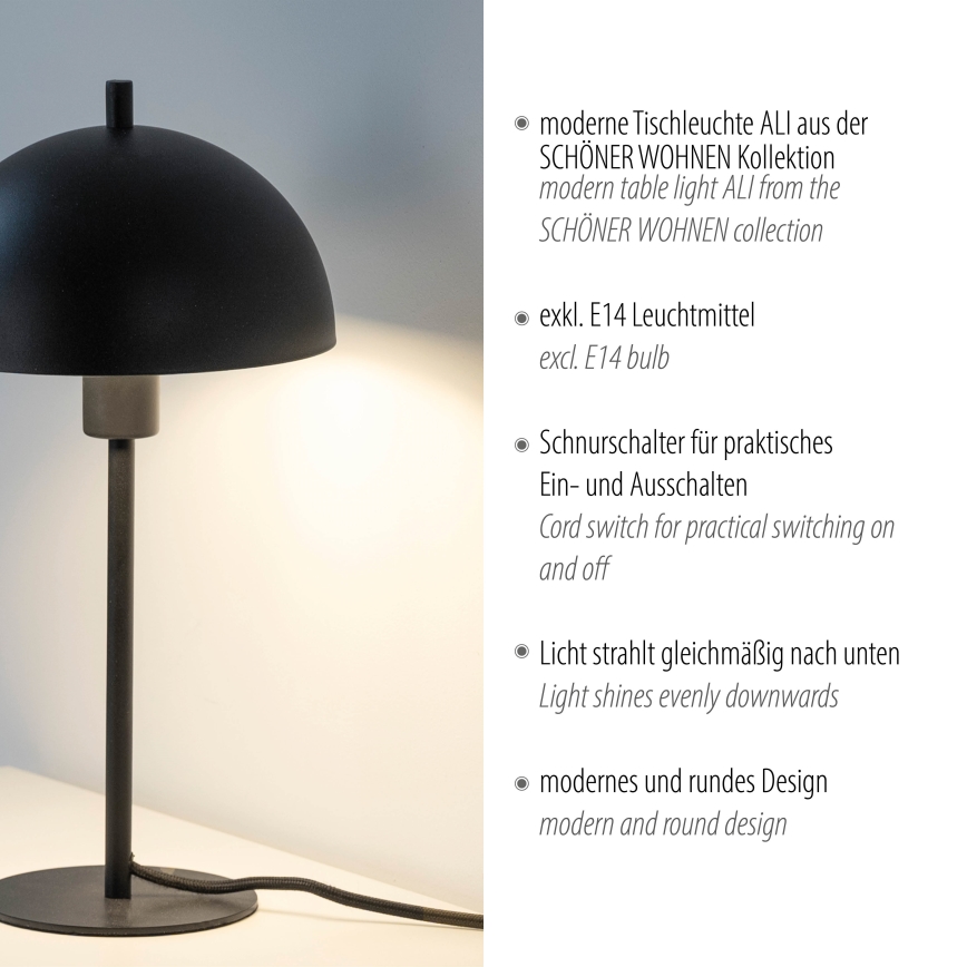 Schöner Wohnen 11726-18 - настольная лампа ALI 1xE14/15W/230V черная