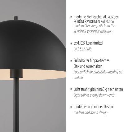 Schöner Wohnen 11727-18 - Підлогова лампа ALI 1xE27/25W/230V чорна