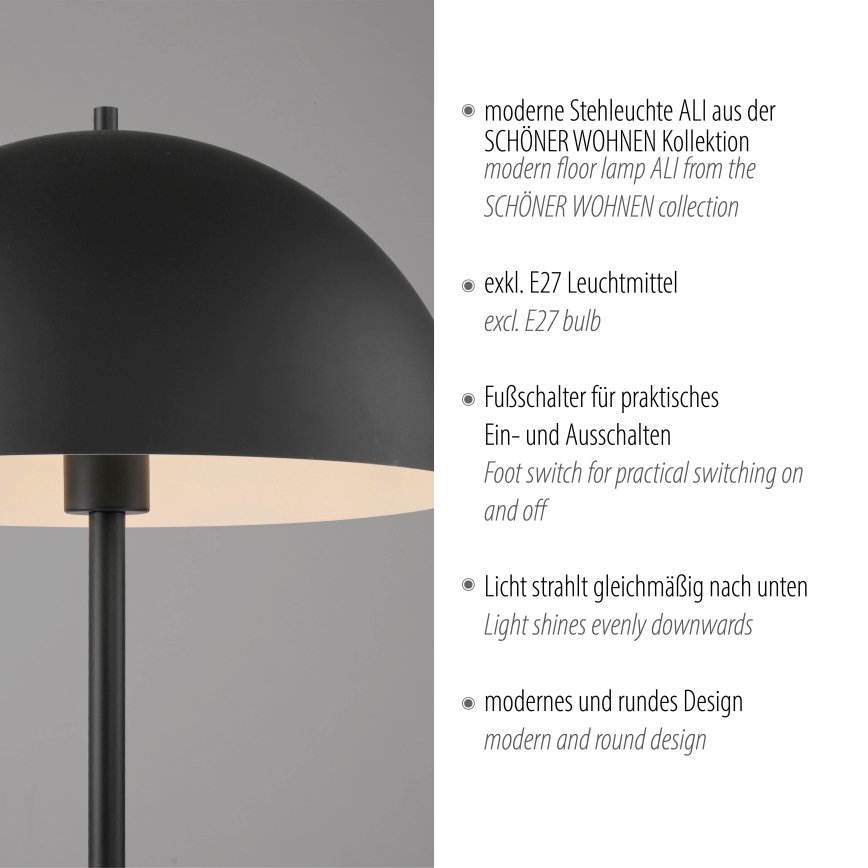 Schöner Wohnen 11727-18 - Підлогова лампа ALI 1xE27/25W/230V чорна