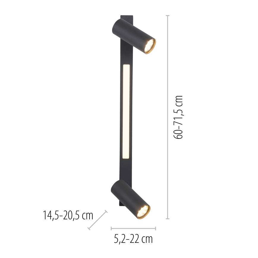 Schöner Wohnen 11793-18 - LED точечный светильник DANTE 2xGU10/10W/230V + LED/7,2W черный