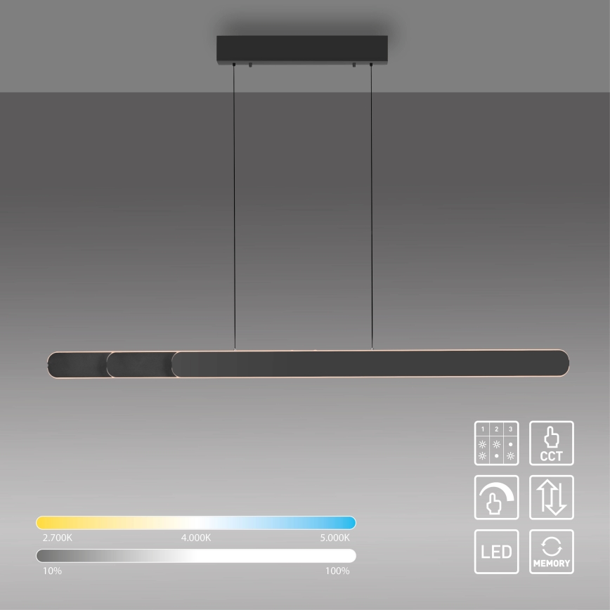 Schöner Wohnen 12577-18 - Светодиодная диммируемая подвесная люстра на тросе ADRIANA ROUND 2xLED/24W/230V 2700/3000/3500/4000/5000K 160 см черная