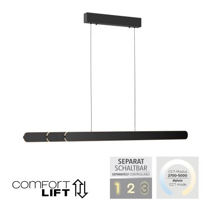 Schöner Wohnen 12577-18 - Светодиодная диммируемая подвесная люстра на тросе ADRIANA ROUND 2xLED/24W/230V 2700/3000/3500/4000/5000K 160 см черная