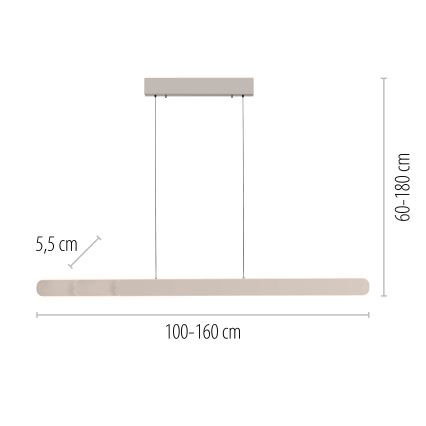 Schöner Wohnen 12577-39 - підвісна люстра на тросі з регулюванням яскравості ADRIANA ROUND 2xLED/24W/230V 2700/3000/3500/4000/5000K сіра