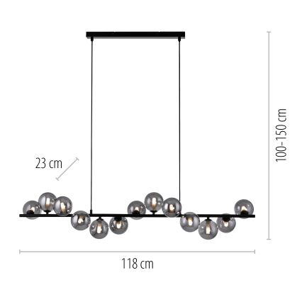 Schöner Wohnen 14504-18 - LED-люстра на тросе DUBAI 13xG9/3W/230V 118 m черный/дымчатый