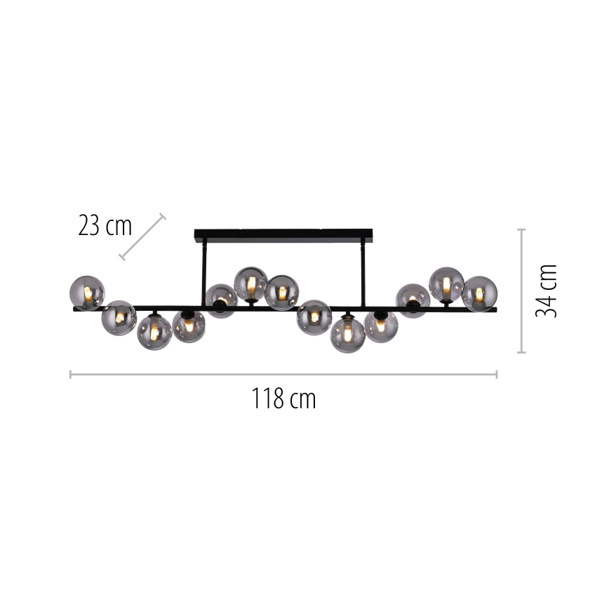 Schöner Wohnen 14505-18 - LED-люстра на штанге DUBAI 13xG9/3W/230V чёрный/дымчатый