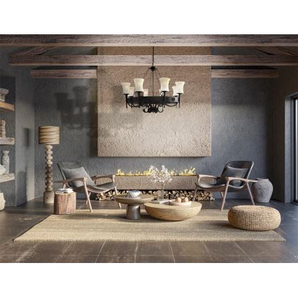 Searchlight - Люстра на ланцюзі CARTWHEEL 8xE27/60W/230V чорна