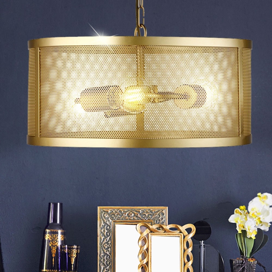 Searchlight 12483-3GO - Люстра на цепи FISHNET 3xE27/60W/230V золотая