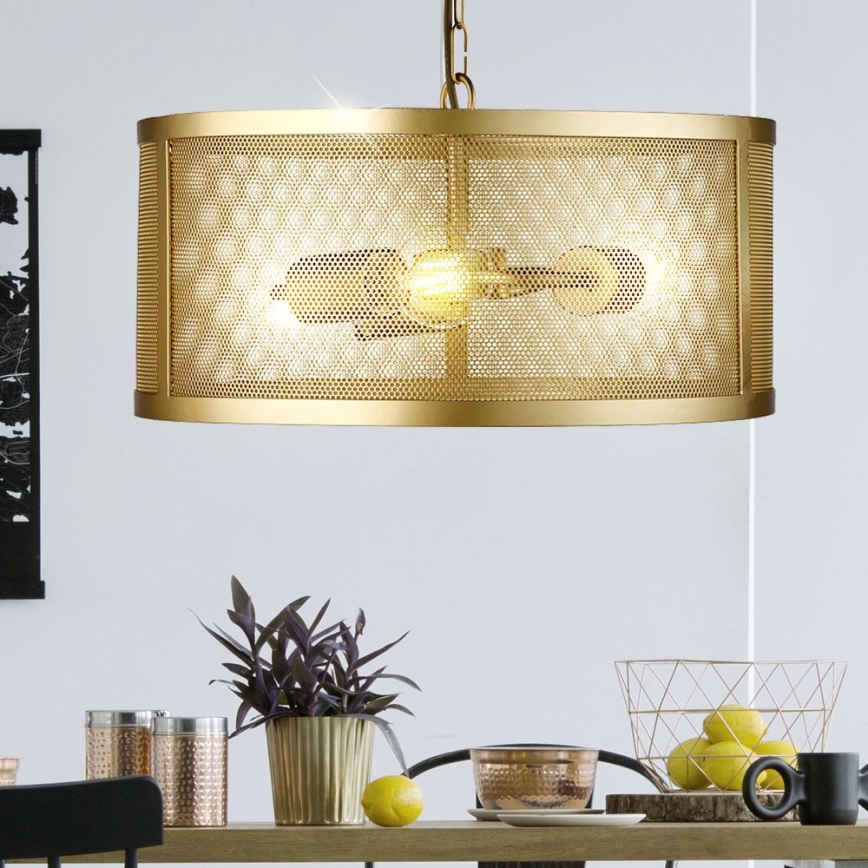 Searchlight - Люстра на ланцюгу FISHNET 3xE27/60W/230V золотий