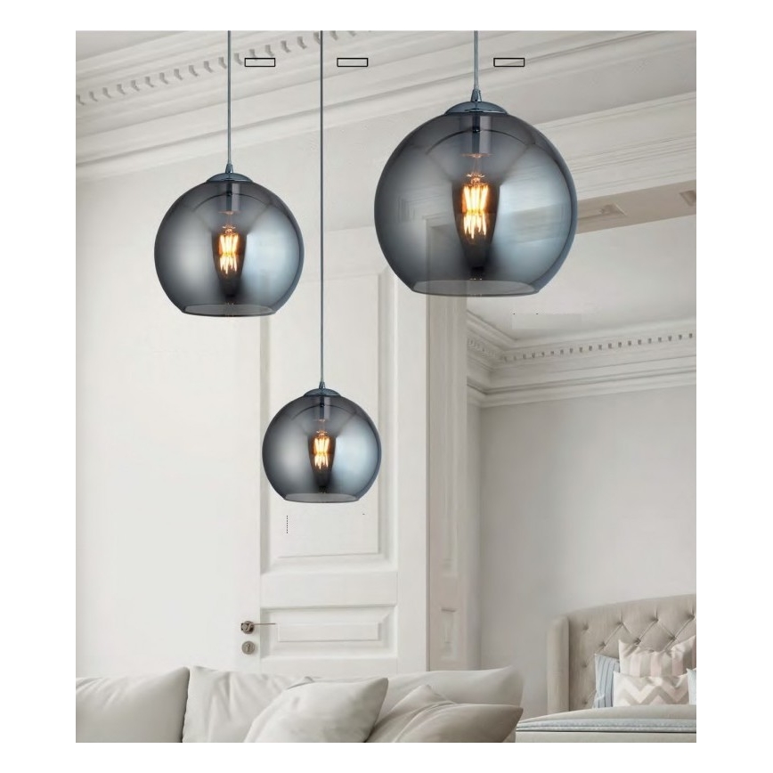 Searchlight - Підвісна люстра BALL 1xE27/60W/230V чорний