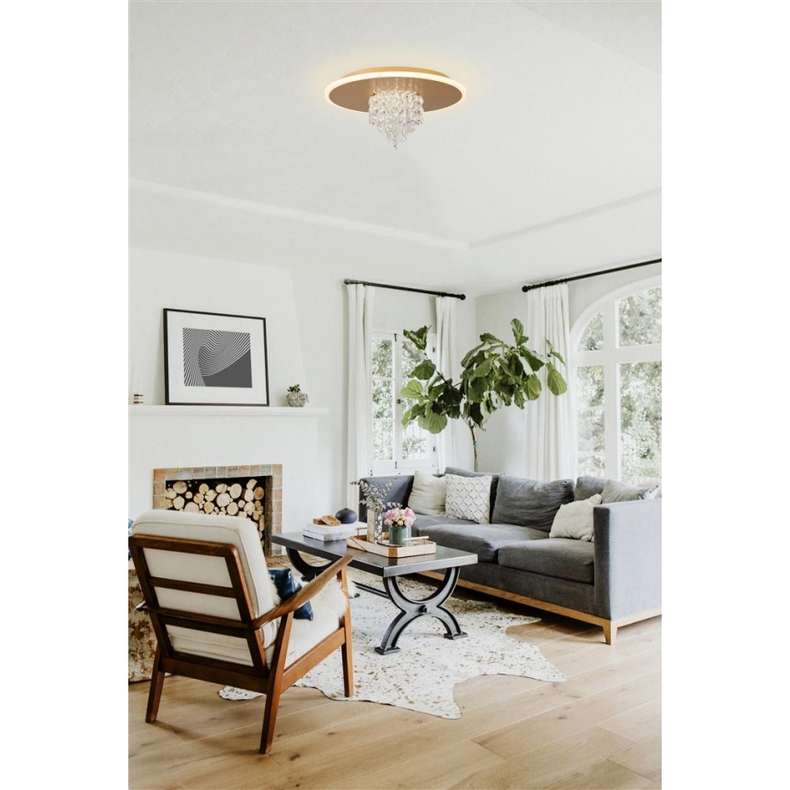 Searchlight - диммируемый LED-потолочный светильник DELUGE LED/20W/230V, диаметр 31,5 см, золотой