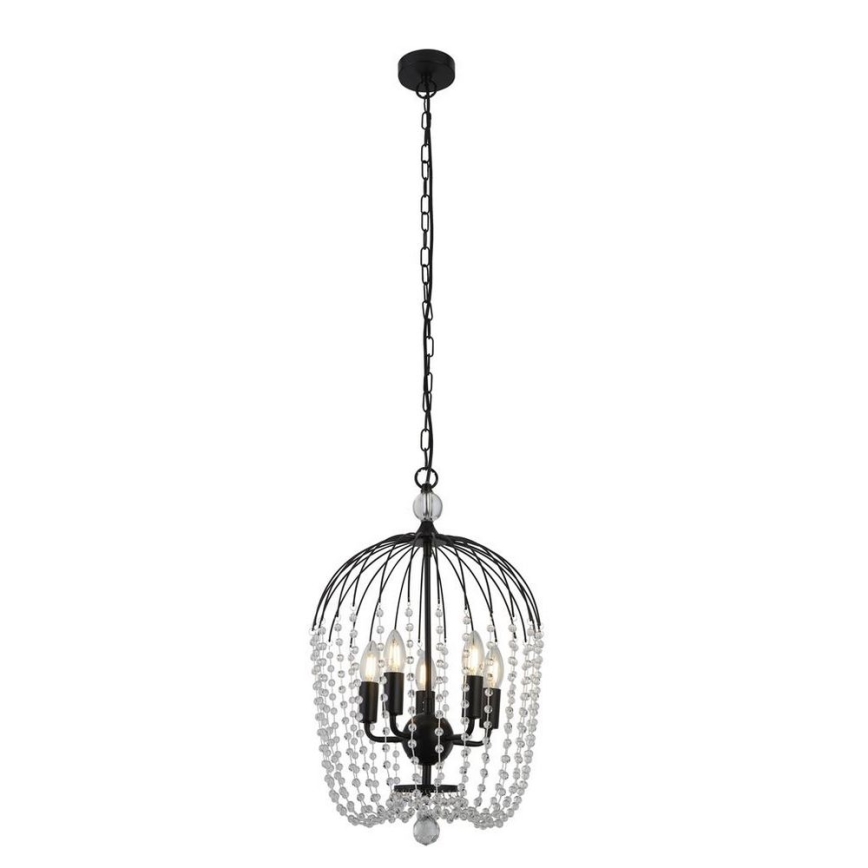 Searchlight - Люстра на ланцюгу SHOWER 5xE14/60W/230V чорний