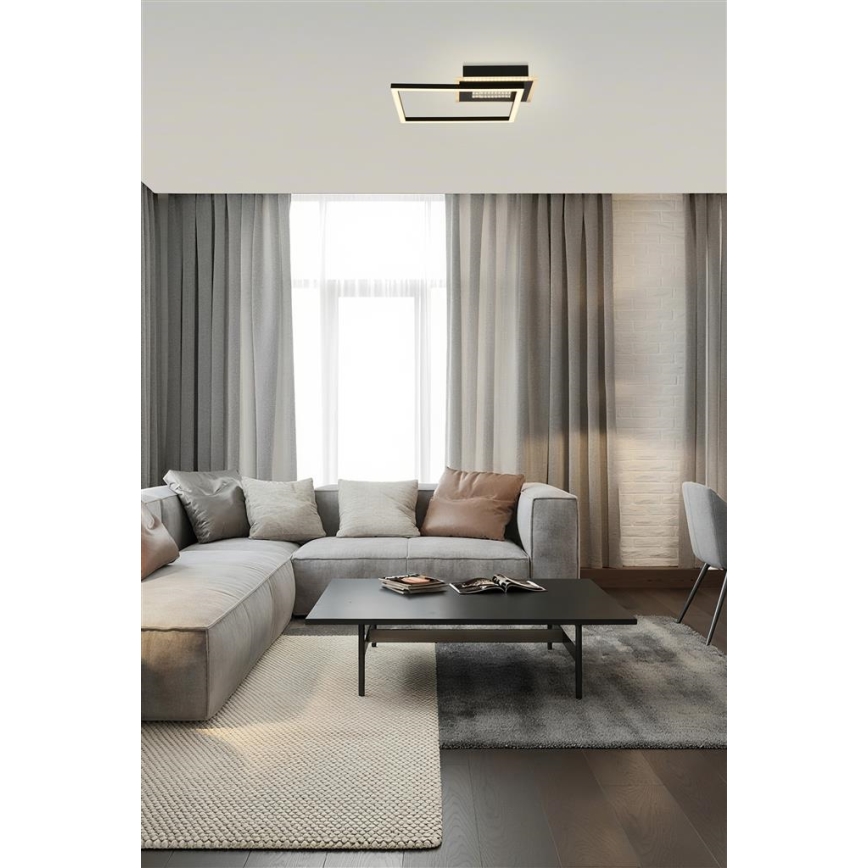 Searchlight - LED стельовий світильник з функцією димування QUADRATE LED/24W/230V 36x36 см чорний