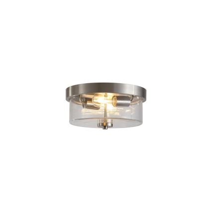 Searchlight - Стельовий світильник для ванної кімнати PRESTON 2xE27/60W/230V IP44 діаметр 33 см сріблястий