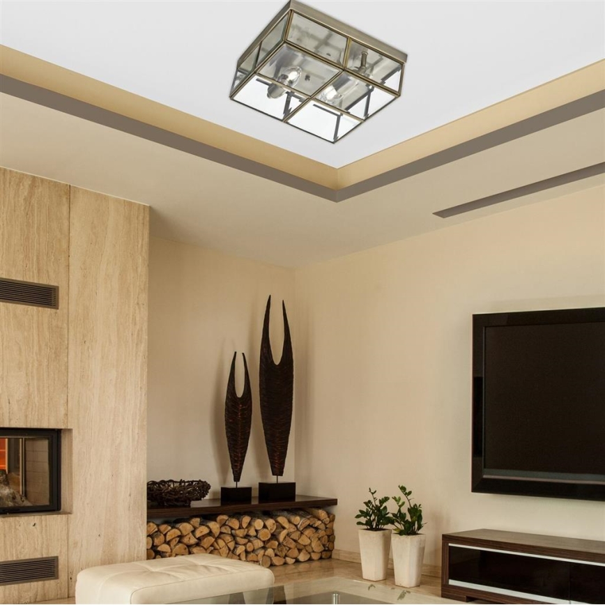 Searchlight 6769-26AB - Потолочный светильник FLUSH 2xE14/40W/230V brass