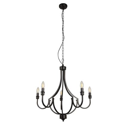 Searchlight - Люстра на ланцюгу LODGE 5xE14/60W/230V чорний
