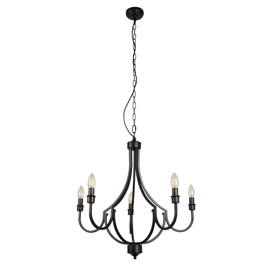 Searchlight - Люстра на ланцюгу LODGE 5xE14/60W/230V чорний