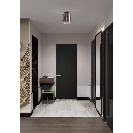 Searchlight - Стельовий світильник SWEDEN 1xE27/60W/230V діаметр 22 см чорний/димчастий