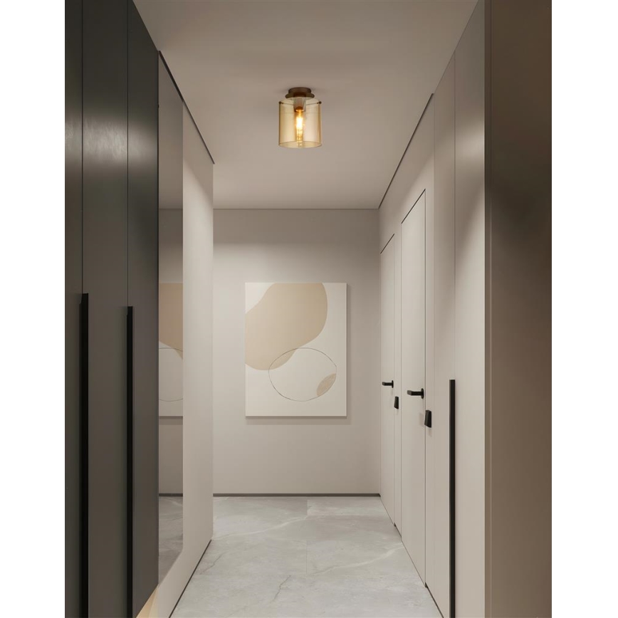 Searchlight - Стельовий світильник SWEDEN 1xE27/60W/230V діаметр 22 см коричневий/димчастий