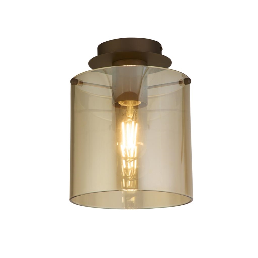 Searchlight - Стельовий світильник SWEDEN 1xE27/60W/230V діаметр 22 см коричневий/димчастий