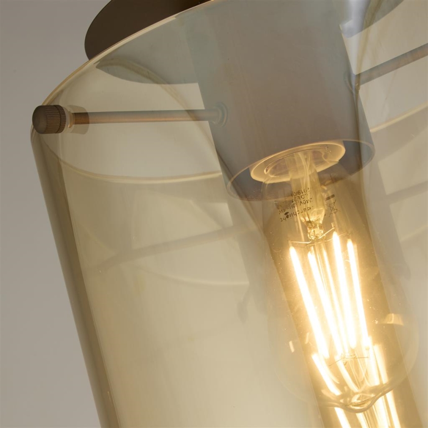 Searchlight - Стельовий світильник SWEDEN 1xE27/60W/230V діаметр 22 см коричневий/димчастий