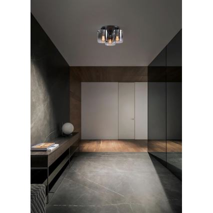 Searchlight - Потолочный светильник SWEDEN 3xE27/60W/230V Ø 39 см чёрный/дымчатый