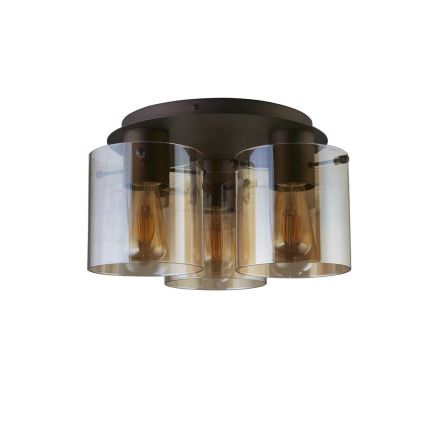 Searchlight - стельовий світильник SWEDEN 3xE27/60W/230V діам. 39 см коричневий/димчастий