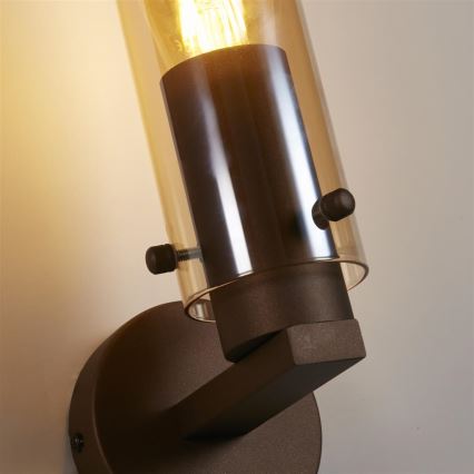 Searchlight - Настінний світильник SWEDEN 1xE27/60W/230V коричневий/димчастий