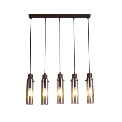 Searchlight - Подвесная люстра на тросе SWEDEN 5xE27/60W/230V коричневая/дымчатая