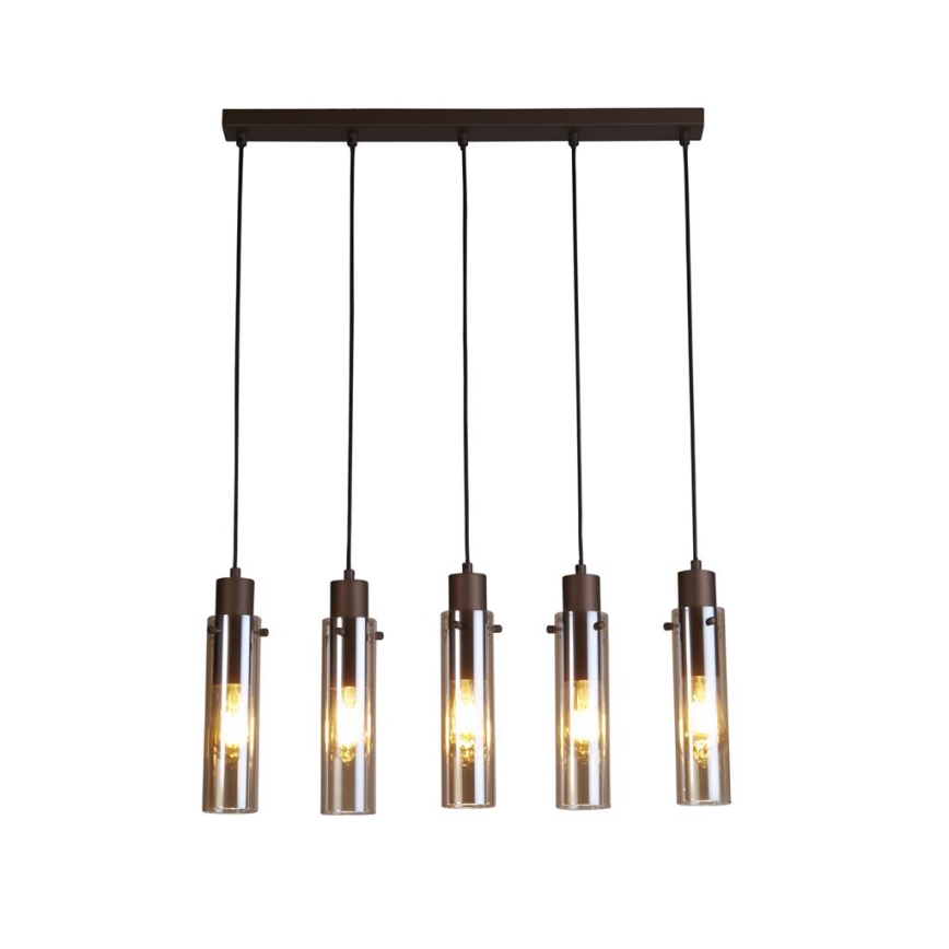 Searchlight - Подвесная люстра на тросе SWEDEN 5xE27/60W/230V коричневая/дымчатая