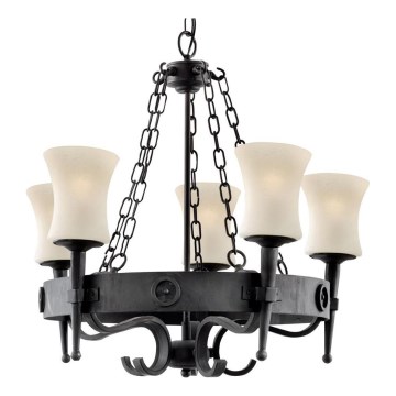 Searchlight - Люстра на цепи CARTWHEEL 5xE27/60W/230V чёрная