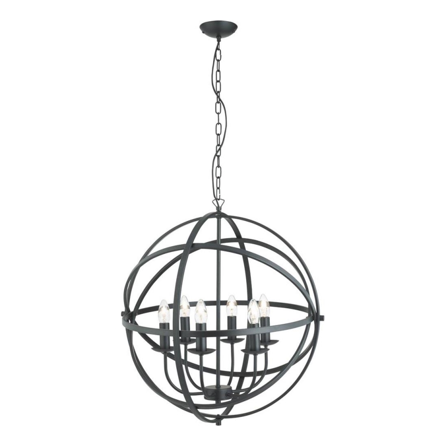 Searchlight - Люстра на цепи ORBIT 6xE14/60W/230V чёрная