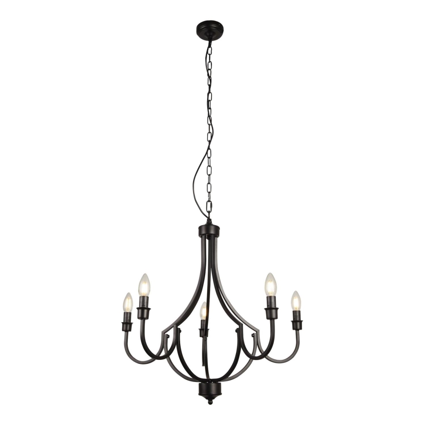 Searchlight - Люстра на ланцюгу LODGE 5xE14/60W/230V чорний