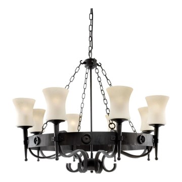 Searchlight - Люстра на ланцюзі CARTWHEEL 8xE27/60W/230V чорна