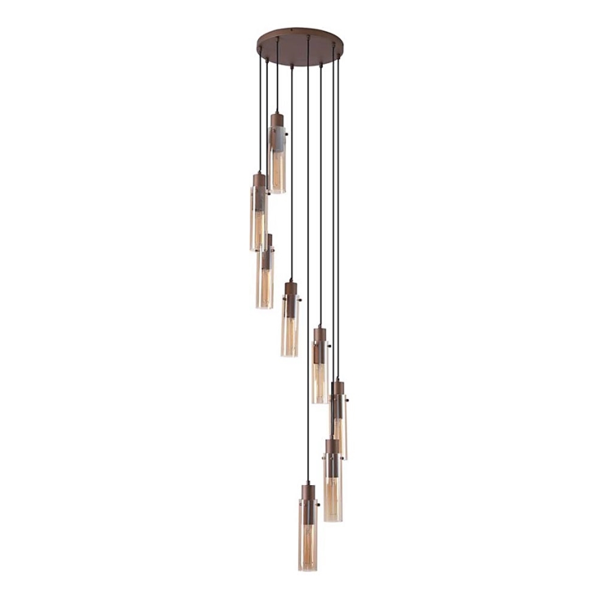 Searchlight - Люстра на тросі SWEDEN 8xE27/60W/230V коричнева/димчаста
