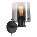 Searchlight - Настенный светильник SWEDEN 1xE27/60W/230V чёрный/дымчатый
