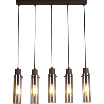 Searchlight - Подвесная люстра на тросе SWEDEN 5xE27/60W/230V коричневая/дымчатая