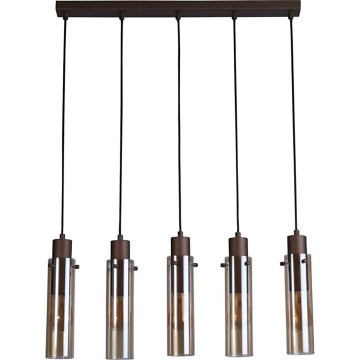 Searchlight - Подвесная люстра на тросе SWEDEN 5xE27/60W/230V коричневая/дымчатая