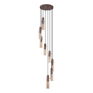 Searchlight - Подвесная люстра на тросе SWEDEN 8xE27/60W/230V коричневая/дымчатая