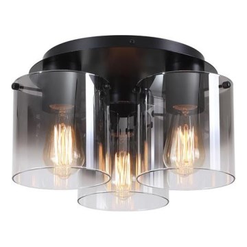 Searchlight - Потолочный светильник SWEDEN 3xE27/60W/230V Ø 39 см чёрный/дымчатый