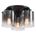 Searchlight - Потолочный светильник SWEDEN 3xE27/60W/230V Ø 39 см чёрный/дымчатый