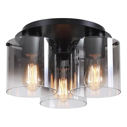 Searchlight - Стельовий світильник SWEDEN 3xE27/60W/230V діам. 39 см чорний/димчастий