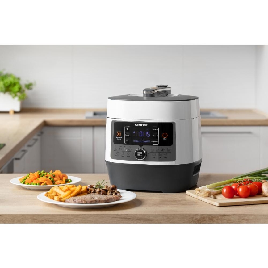 Sencor - Багатофункціональна електрична скороварка 5,5 л 1000W/230V білий/чорний