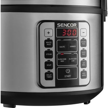 Sencor - Багатофункціональна рисоварка 700 Вт/230 В 1,5 л нержавіюча сталь/чорний