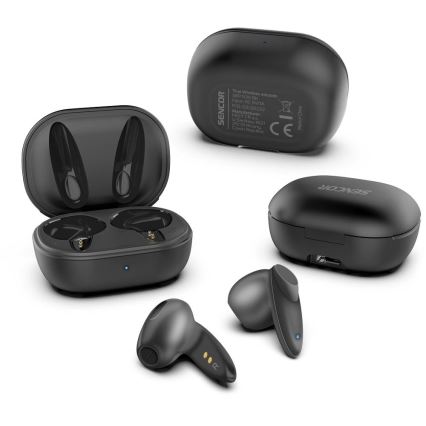 Sencor - Беспроводные наушники 230 мАч + 2x 25 мАч IPX4 черные