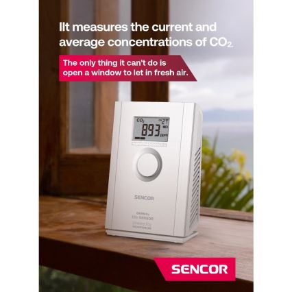 Sencor - Бездротовий датчик вуглекислого газу 5V/3xAA 2000 mAh