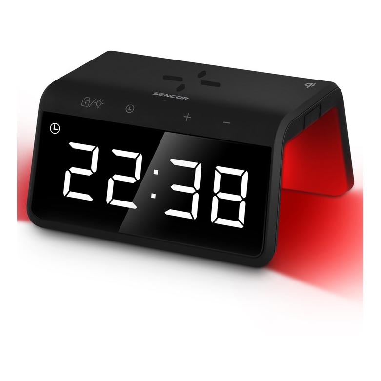 Sencor - Будильник со светодиодной RGB-подсветкой и беспроводной зарядкой 10W