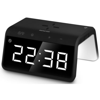 Sencor - Будильник со светодиодной RGB-подсветкой и беспроводной зарядкой 10W
