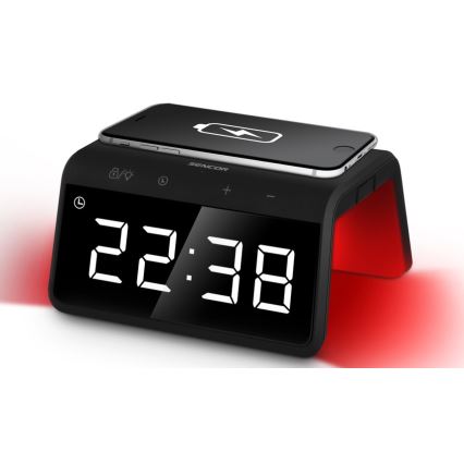 Sencor - Будильник со светодиодной RGB-подсветкой и беспроводной зарядкой 10W