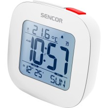 Sencor - Будильник с LCD-дисплеем и термометром 2xAAA белый