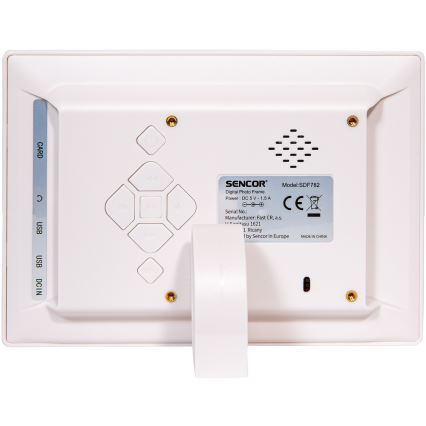 Sencor - Цифрова фоторамка з динаміком 230V білий + дистанційне керування